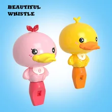 Jouet pour bébé, petit sifflet de canard jaune, dessin animé, Animal de couleur rose, jouets éducatifs, musique, sifflet pour bébés, anneau de dentition pour enfants