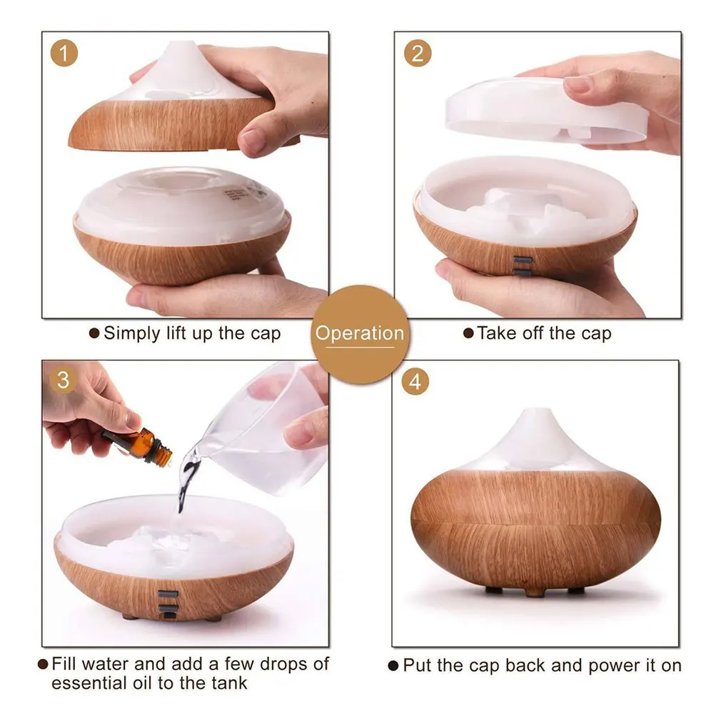 LED 7 Colour Ultrasonic Aroma Essential Oil Diffuser Air Purifier Humidifier 3 in 1 Function purification