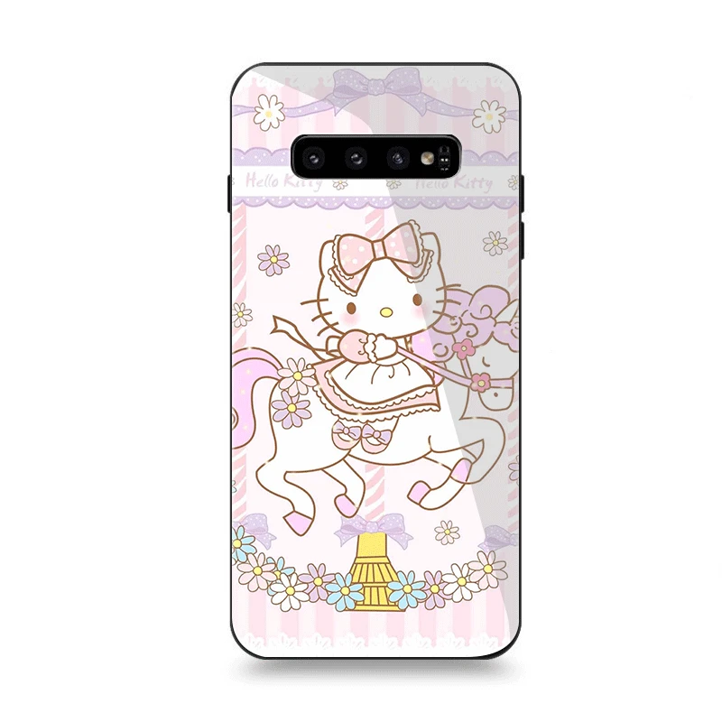 G10 Чехол для телефона Стекло для samsung A40 A50 A10 A20 A30 A60 A70 S10 S7 край S8 S9 Note 8 9 10 плюс Чехол рисунок «Hello Kitty» - Цвет: G10