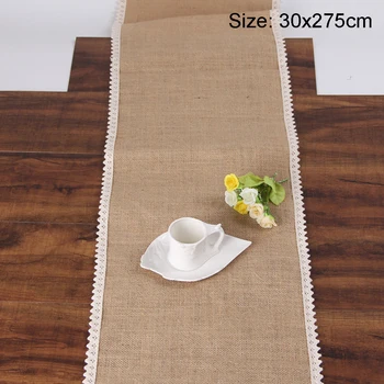 

Decorative Tablecloth Washable Rustic Vintage Jute Lace Easy Care Rectangular Party Supplies Table Runner Home Dinner Flag