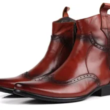 Черные/коричневые ботинки в байкерском стиле с острым носком; мужские ковбойские ботинки; ботинки из натуральной кожи; мужские Ботильоны; европейские размеры 45