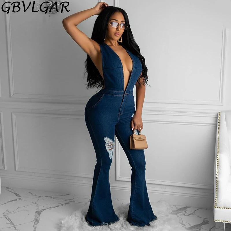 Cross Backless Bandage Flare Jumpsuit 