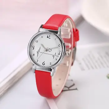 

Fashion Temperament Women Heartbeat Print Watches Quartz Leather Strap Ladies Dress Luxury Watch Analog Wrist Watch relogio