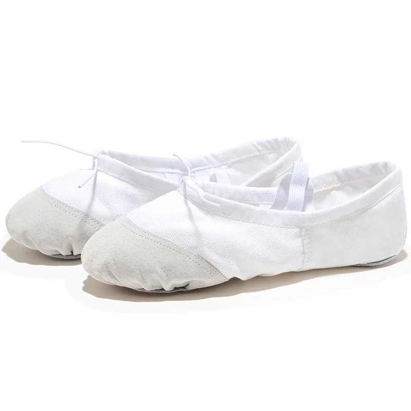 

USHINE EU22-45 white leather head yoga slippers teacher gym indoor exercise canvas ballet dance shoes children kids girls woman