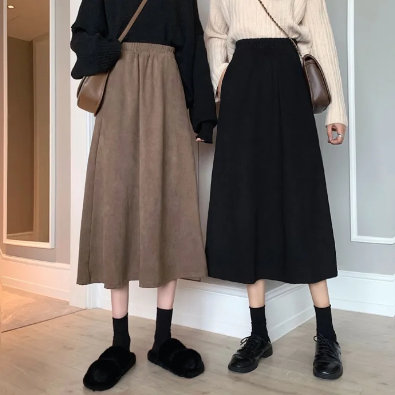 

Early spring 2021 new Korean style slim mid-length temperament elastic high waist skirt women