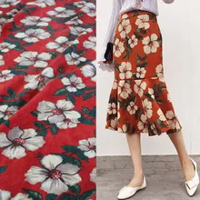 Половина метра осень зима дизайн большой цветочный принт хлопок вельвет ткань для пальто платье брюки одежда материал T932