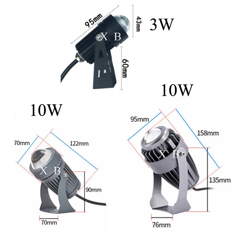 LED Lawn Light 3W/10W Wall Washer Waterproof Floodlights Narrow Beam Spot Lamp Outdoor Landscape Spotlight AC85-265V DC12V 2