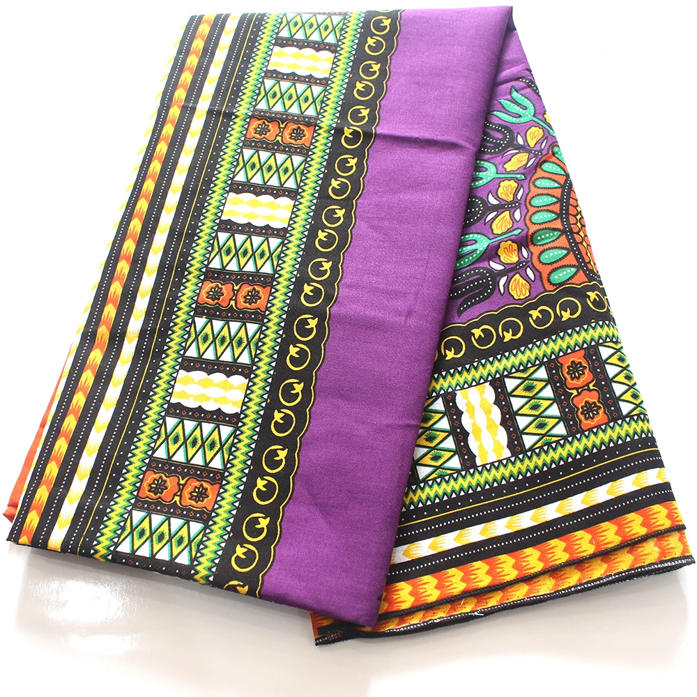 Новое поступление африканская Дашики печать фиолетовый цвет хлопок ткань
