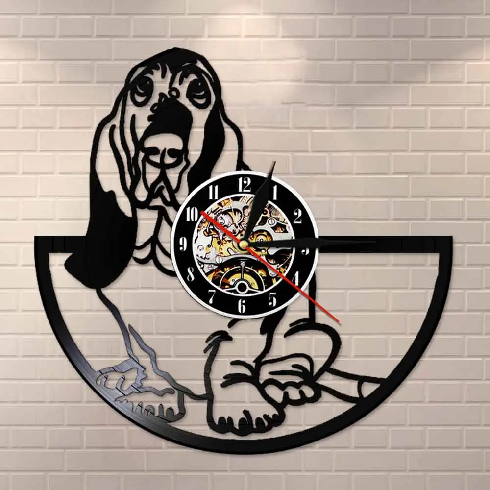 Виниловые часы Basset Hound для груминга собак настенные художественные в подарок
