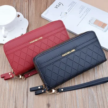 

Women Wallets with Zipper Pink Phone Pocket Purse Card Holder Patchwork Women Long Wallet Lady Tassel Short Coin Purse 2020