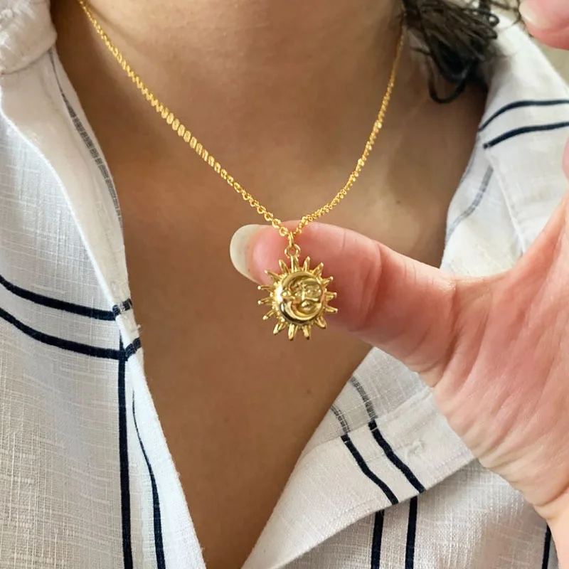 gold moon and sun necklace