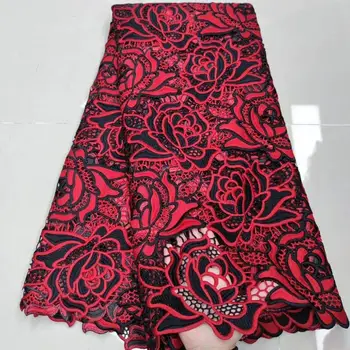 

African Lace Fabric Red Color Guipure Lace Fabric High Quality Nigerian Cord Lace Fabric For Women Wedding Dress
