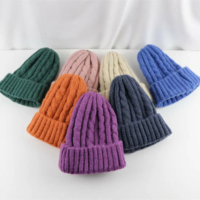 

2019 Winter Warm Kids Baby Girl Boy Beanie Hats Woolen Knit Hat Cap Casual Children Candy-colored Hats 10Colors 2-8Years