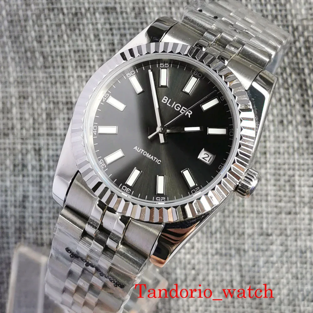 

Bliger 36mm/39mm Grey Dial DG MIYOTA PT5000 Automatic Wristwatch Sapphire Glass Fluted Bezel Luminous Marks Jubilee Bracelet