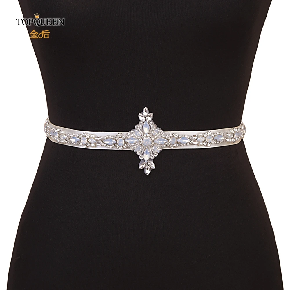 

TOPQUEEN S356 opals wedding belt handmade sliver rhinestone belt for wedding dress belt wedding bride belt sliver diamond belt