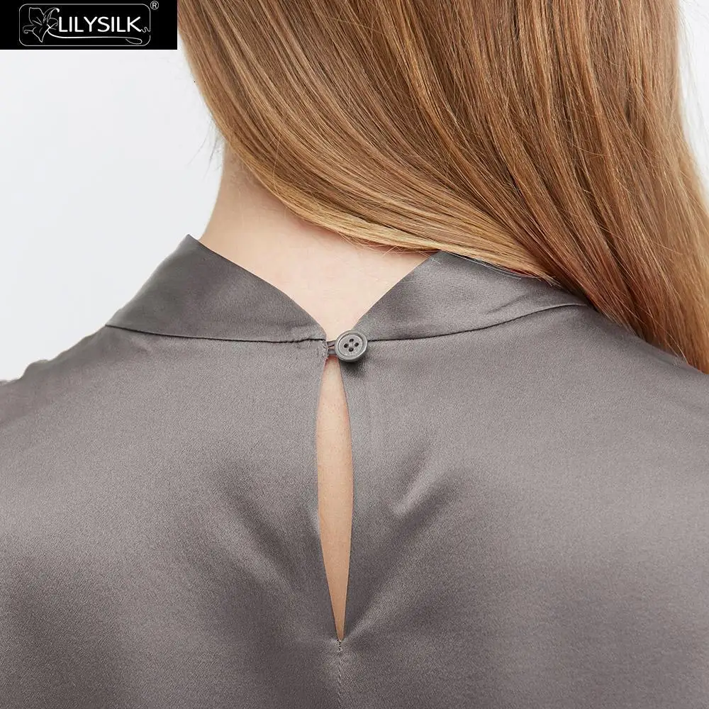 LilySilk шелковая блузка Очаровательная твист шеи с длинным рукавом Женская Новая