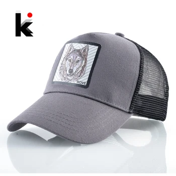 

Fashion Baseball Cap With Wolf Patch Outdoor Breathable Mesh Visor Caps Men Snapback Hip Hop Baseball Hat For Women Visor Hats