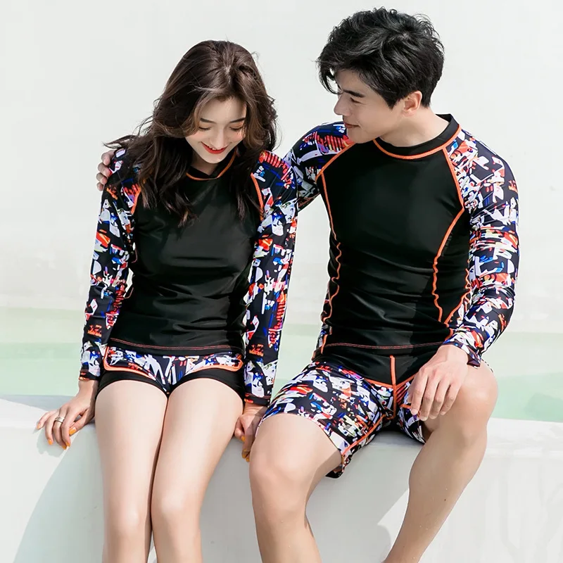 Пара rashguards Купальник для женщин девушки купальный костюм корейские Купальники костюм для серфинга для плавания для любителей серфинга с длинными рукавами для серфинга
