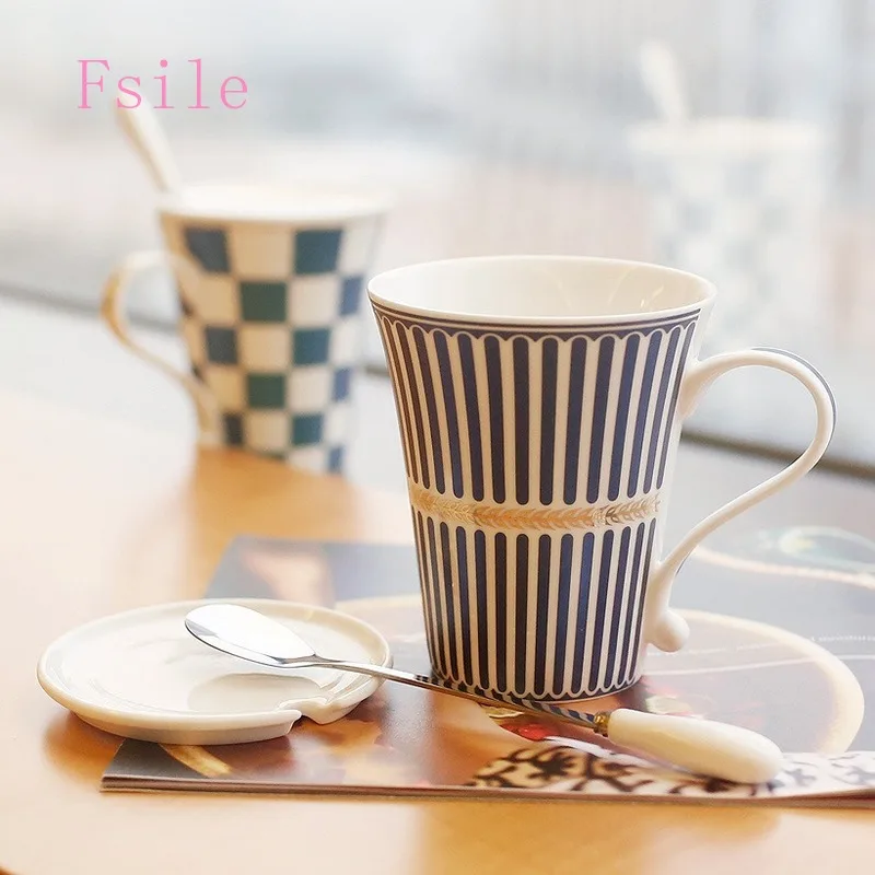 Creative Ceramic Cup Fashion Breakfast Cup Coffee Cup Household Flower Tea Cup Couple Milk Cup Student Business Gift Cup