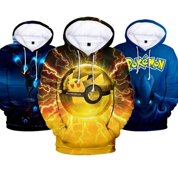 

Pokemon Pikachu Hoodies Sweatshirt Men Women Streetwear Pullover Cartoon Hoodie Sweatshirts Winter Fleece Jacket Kids Clothes