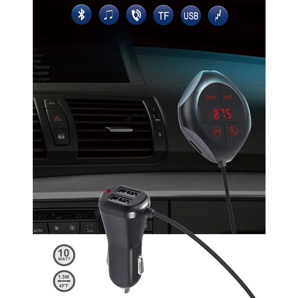 1 шт. Bluetooth приемник автомобильный комплект с двумя портами USB Автомобильное зарядное устройство и Магнитная база для IOS Android и т. д. смартфонов планшета