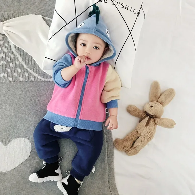 Mini Babe City/детский зимний Стильный кардиган с капюшоном; бархатная детская одежда; пальто для малышей; смешанные цвета; одежда с героями мультфильмов для малышей