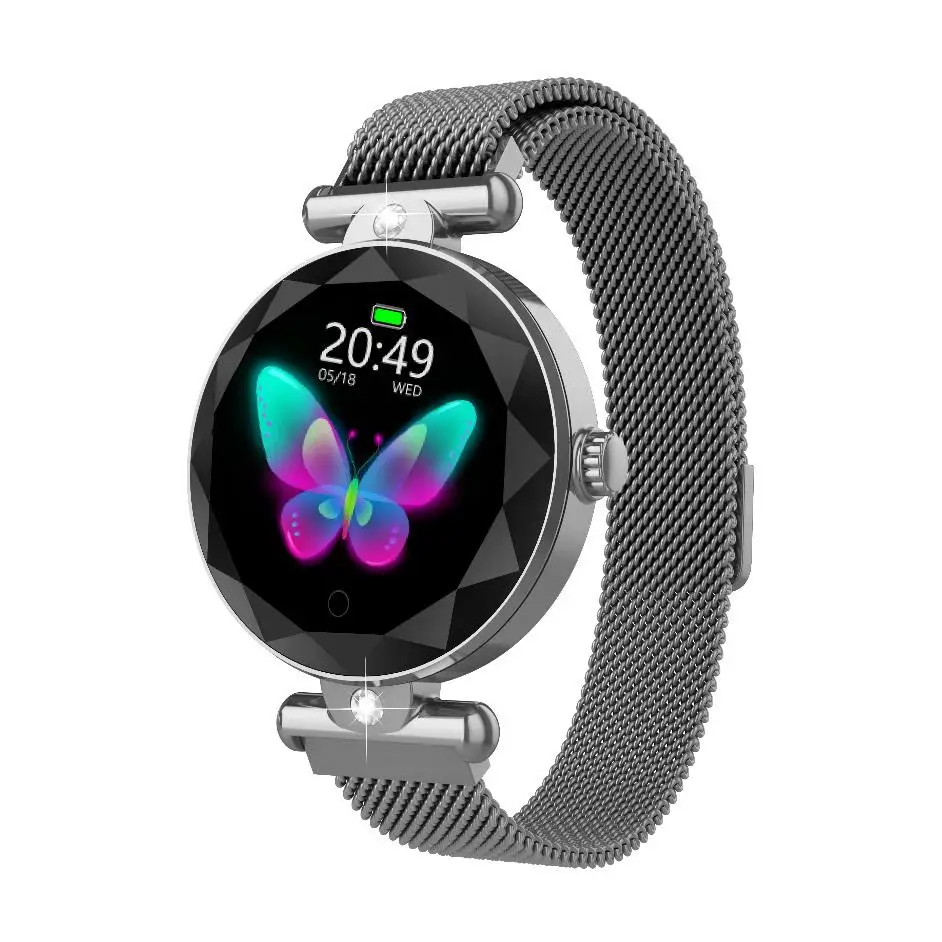 Стиль Для женщин модные часы Smart Watch браслет Роскошная обувь с украшением в виде кристаллов круглый Экран Bluetooth обувь, босоножки со стразами, часы для женщин, женские Смарт-часы