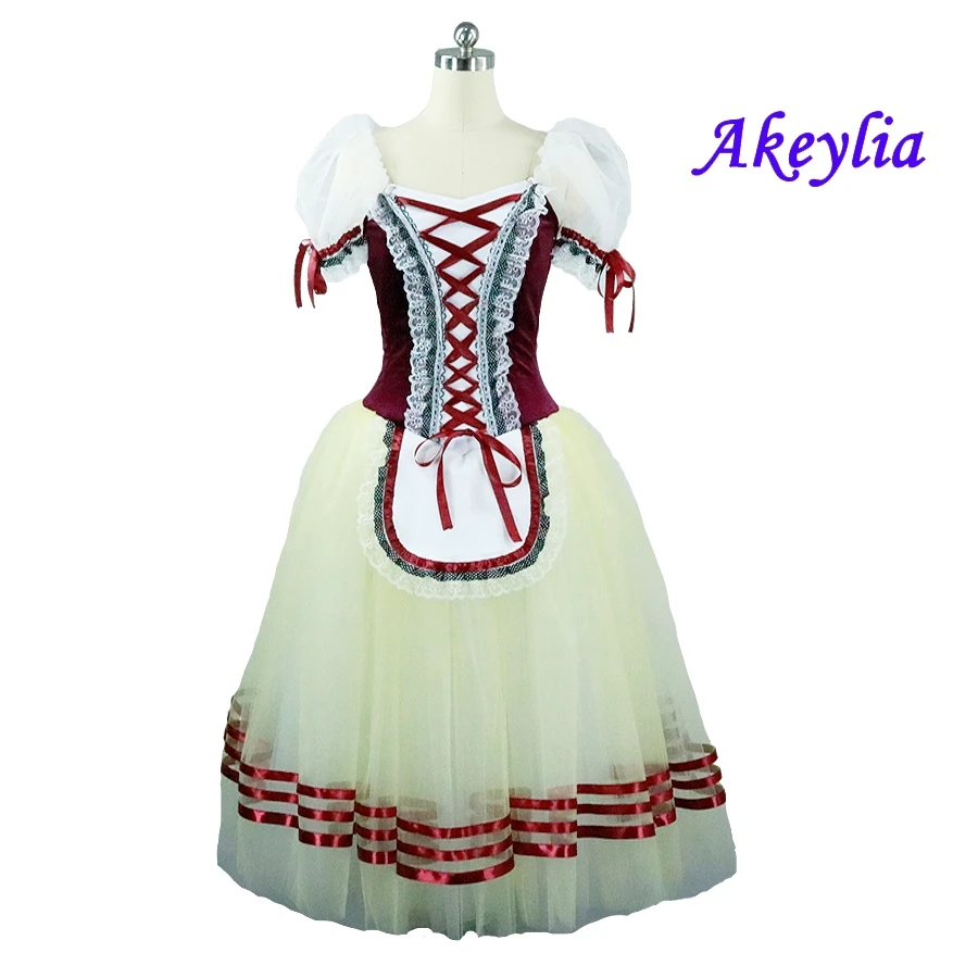 Burgundy professional classical ballet giselle tutu romantic tutus ballerina adult long tulle dress Nutcracker ballet costume