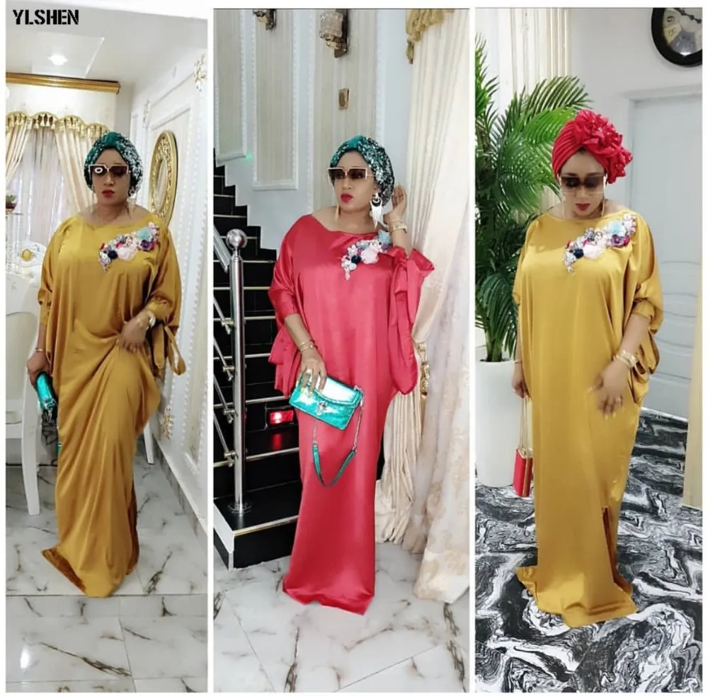 2019 African Dresses for Women Plus Size Boubou Africain Dashik Bow African Clothes New Flowers Robe Africa Dress Outfit Woman 02