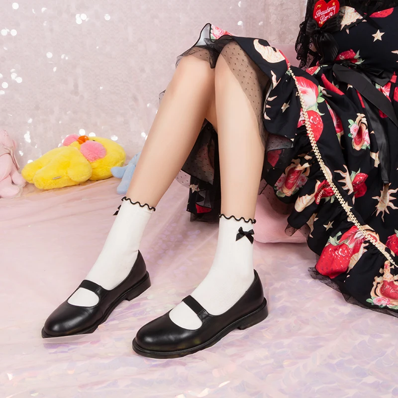 Новинка; хлопковые носки с деревянными ушками для девочек; носки с бантиком для студентов; Ailuo Li