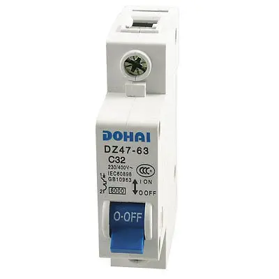 

DZ47-63 C32 AC 230/400V 32A 1 Pole Overload Protection Mini Circuit Breaker