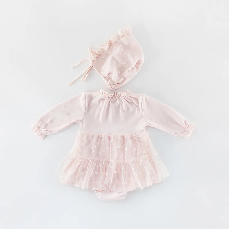 Koodykids/платье для маленьких девочек; боди; весеннее платье с треугольными рукавами; комбинезон со шляпой; ползунки для маленьких девочек; розовое праздничное платье; одежда