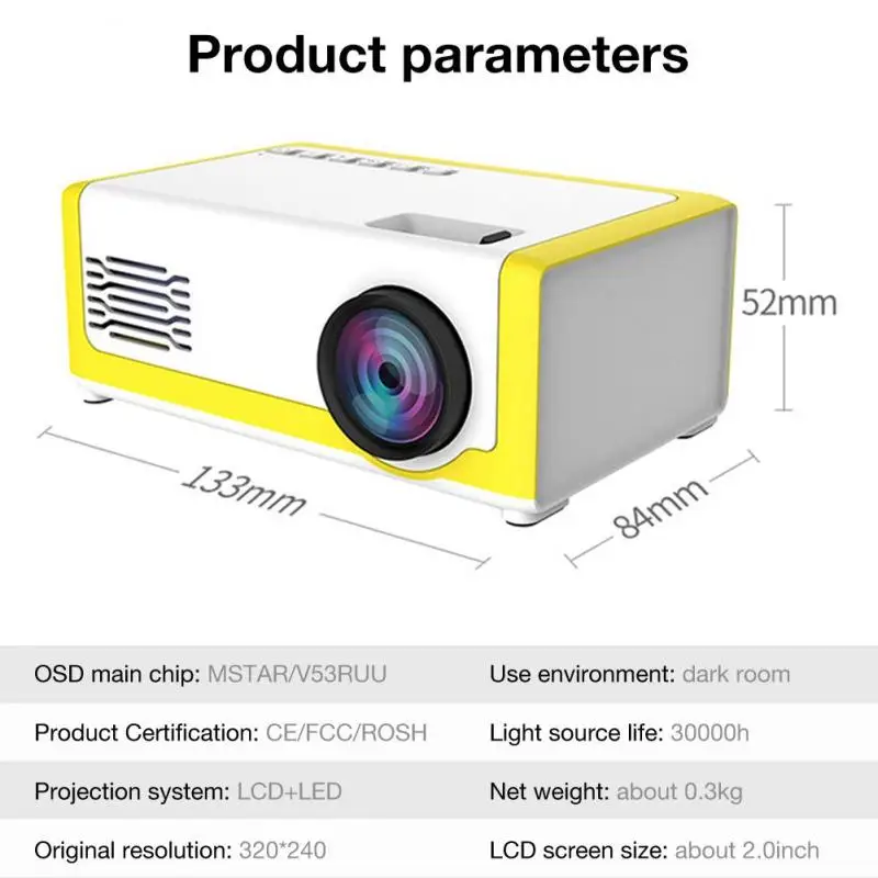 Mini projetor led para crianças 1080p 3d m1 pk yg300 sem fio portátil de cinema em casa hdmi cartão sd usb projetor de cinema em casa-5