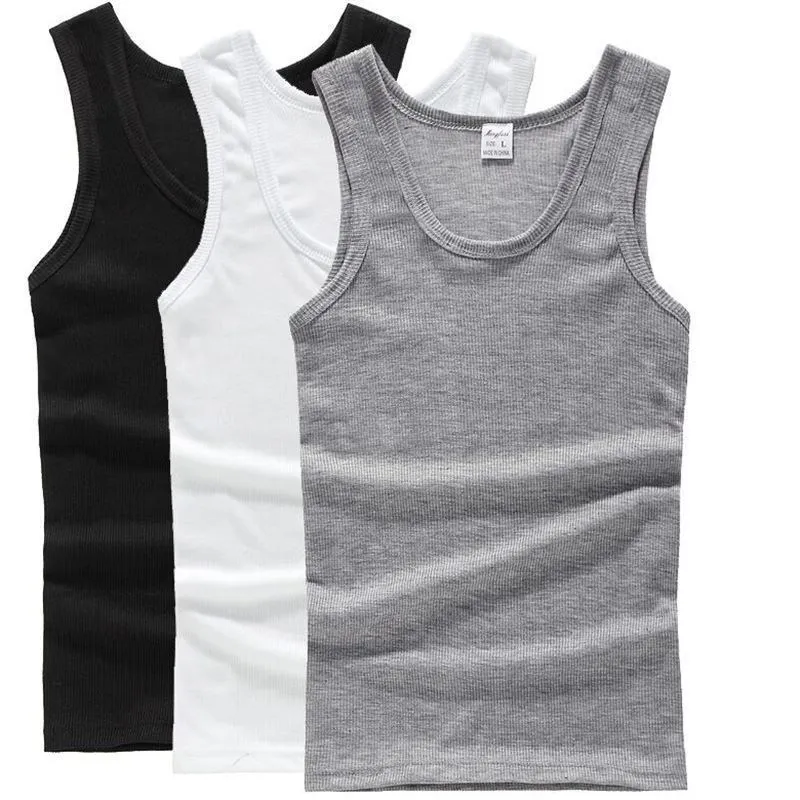Pop Tide, 3 шт., хлопок, мужская майка без рукавов, однотонная, мускулистая, нательная майка с круглым вырезом, спортивная одежда, футболки, топы - Цвет: 3 pieces