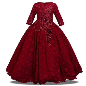 

2020 Summer Long Sleeve Pageant Kids Dresses For Girls Flower Girl Princess Children Party And Wedding Dress Elegant 10 12 Year