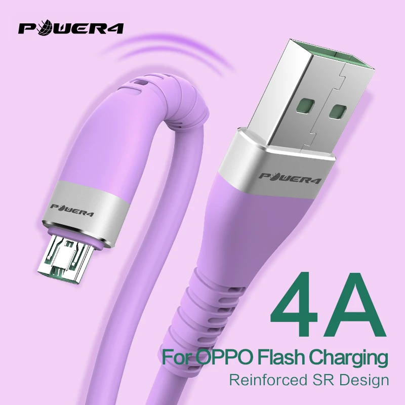 Power4 4A Micro USB шнур для OPPO/VIVO VOOC Flash зарядный кабель совместимый 2A 3A samsung Micro/usb провод 2