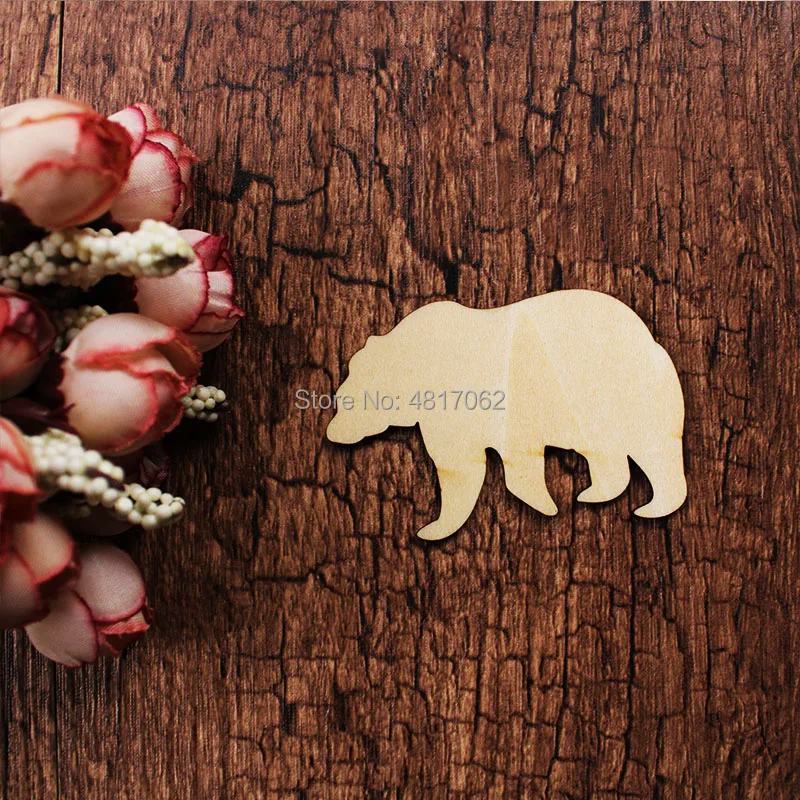 Медведь-дикая природа-несколько размеров-лазерная резка НЕОБРАБОТАННАЯ древесина формы выреза