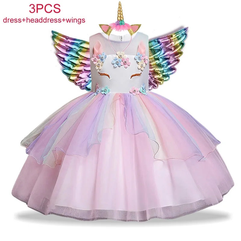 Carnival Unicorn Dress Easter Princess Dress Kids Dresses For Girls Costume Children Birthday Dress Wedding Dress Vestidos 2-10