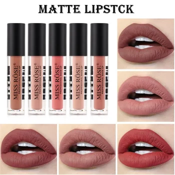 

1Pc Sexy Matte Lip Gloss Lip Glaze Professional Lipstick Non-Stick Cup Waterproof Lipstick Nude Lip Stick Matte Red Lips