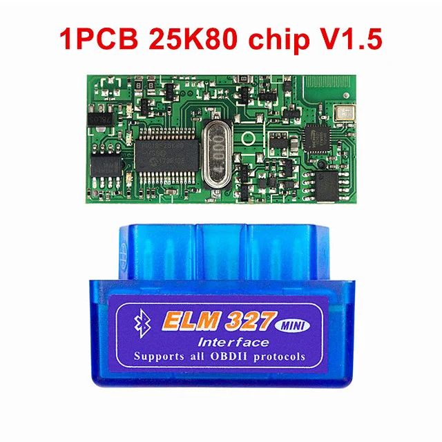 ELM327 1,5 PIC18F25K80 чип ELM 327 Bluetooth OBD2 V1.5 Автомобильный сканер ELM диагностический инструмент ELM 327 PIC18F25K80 автомобильный диагностический инструмент - Цвет: 1PCB ELM327 V1.5