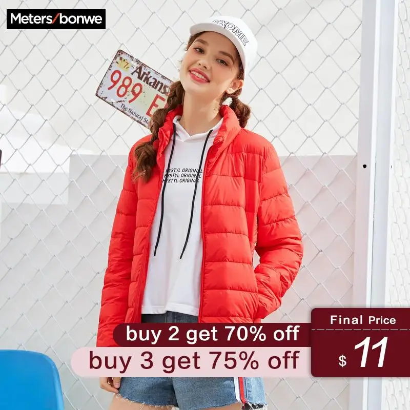 

Metersbonwe New Winter Women's Cotton Coat Padded Slim Female sweet Outwear Warm Super light Stand collar Padded Clothing