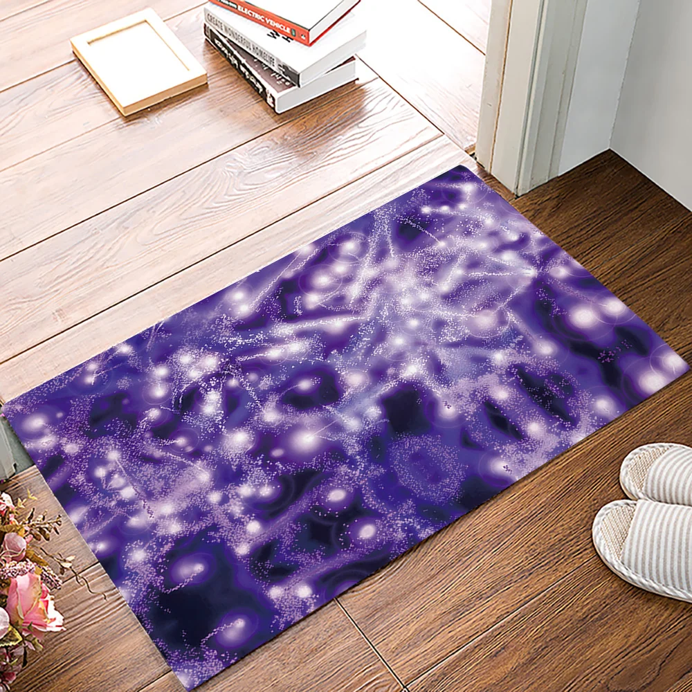 Doormat Non Slip Dark Purple Abstract Bath Rug for Bathroom 16x24
