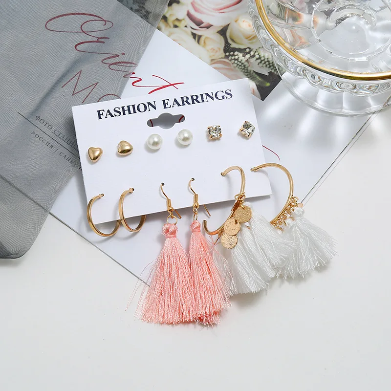 

Fringe Ms. Bohemia Earrings Set Big Geometry Drop Earrings 2019 Brincos Women's DIY Fashion Jewelry