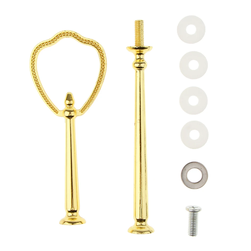 2 Tier Cake Holder Dessert Fruit Plate Stand Center Handle Fitting Silver/Gold