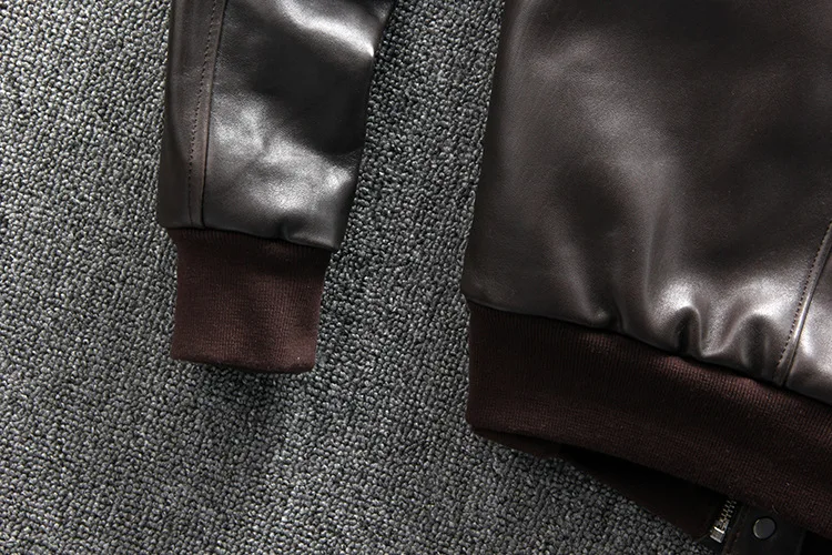 ABOORUN Men's Winter Thicken Genuine Sheepskin Leather Jacket Motorcycle Biker Slim Real Leather Jacket for Male R3297