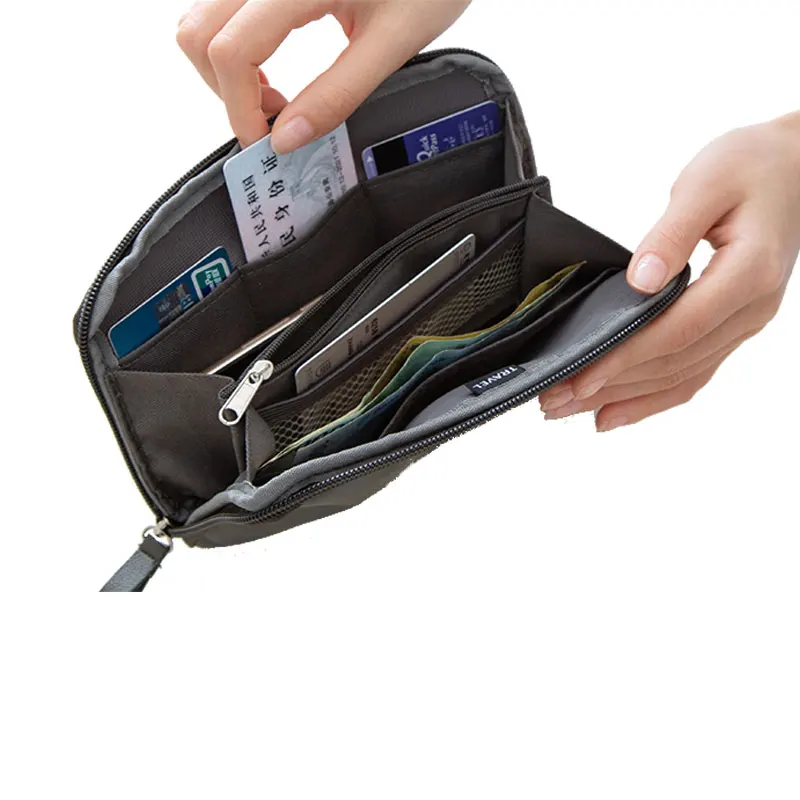 Travel Digital Pouch Nylon Travel Passport Case Multi Purpose Zipper Card and ID Holder Cable Gadgets Organizer
