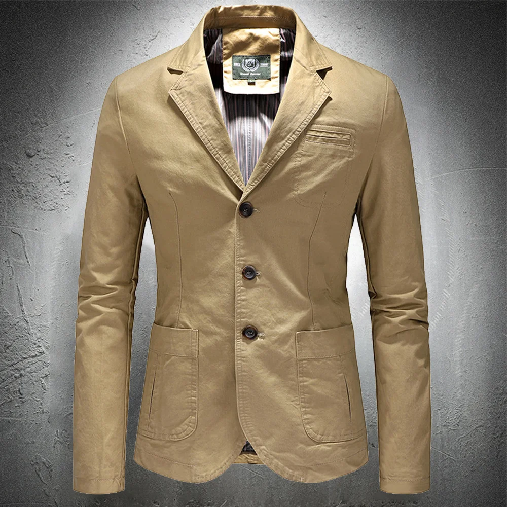 Suit Jacket Street-Wear Mens Blazers Slim-Fit Casual Single-Breasted Spring High-Quality