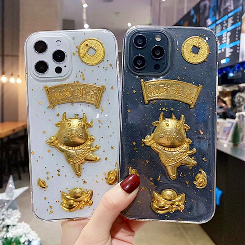 Роскошные блестящие год золотой лист телефонный чехол для iphone 12Pro MAX 11 XS XR X 7 8 плюс
