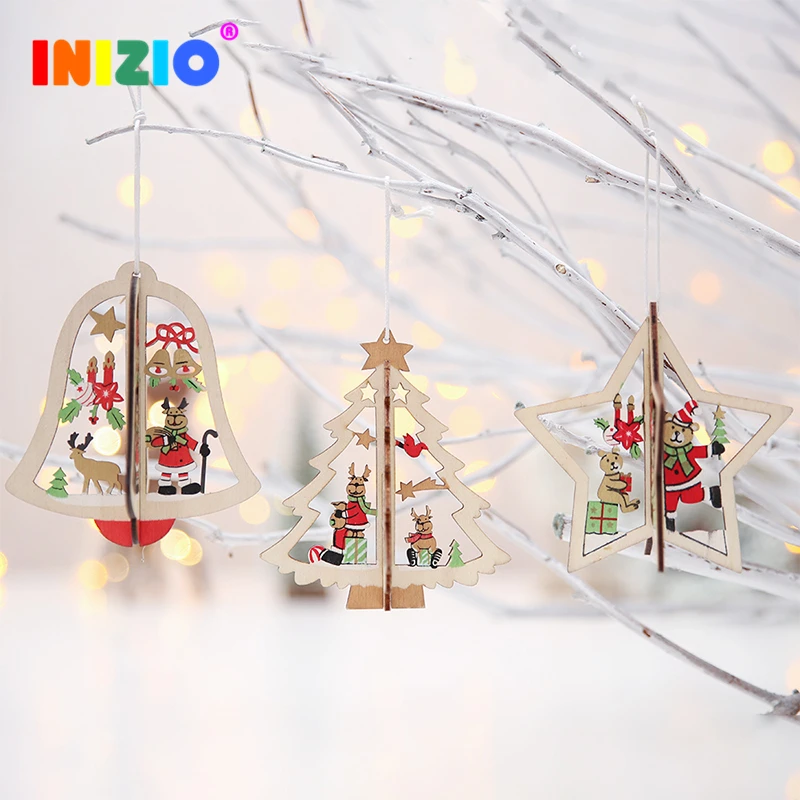 Ornaments For The Christmas Tree Wood Decoration New Year Gifts Decor Home | Дом и сад