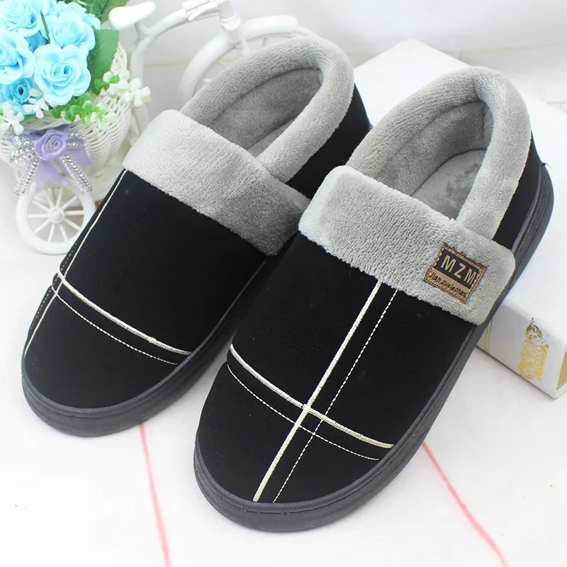 

Functional of Men's Cotton Slippers Cover Heel Thick Bottom Large Size Have with Heel Winter Foot-closed Household Warm Hair